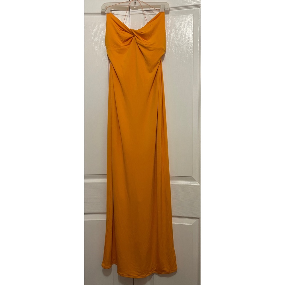 Meshki Sinead Twist Maxi Dress XXL Plus Elastic Strap Elegant Bodycon Orange NWT
